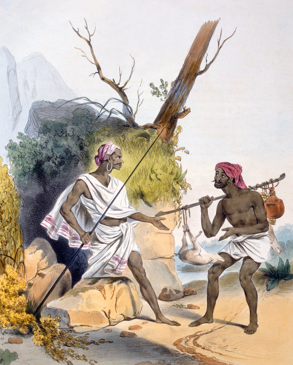 En tyv bakhold en forbipasserende, 1827-35 av M.E. Burnouf