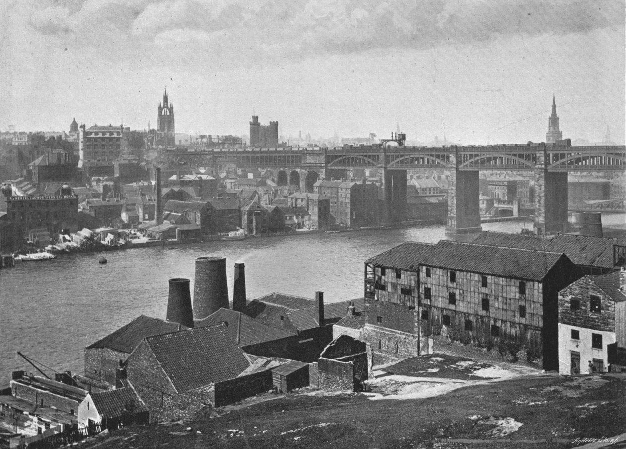 Newcastle-on-Tyne, fra Rabbit Banks, c1900 av M. Aunty