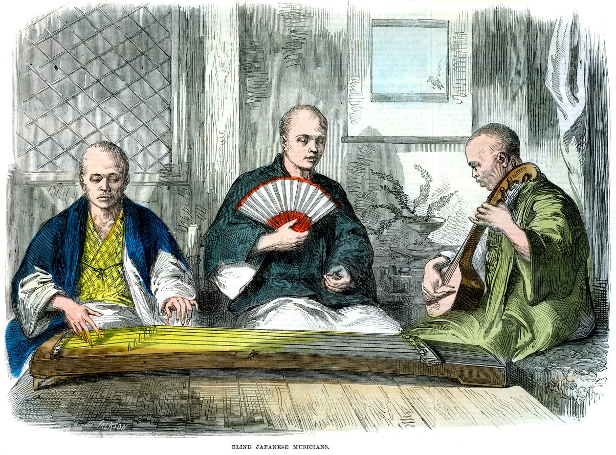 Blinde japanske musikere, 1864 av M. Jackson