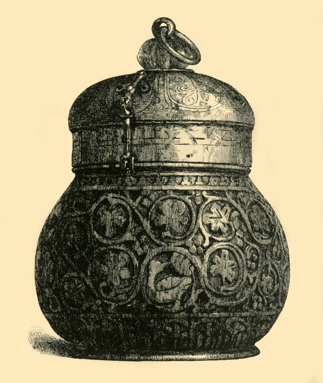 Elfenbensboks, 750-850 e.Kr., 1881. av M Sullivan