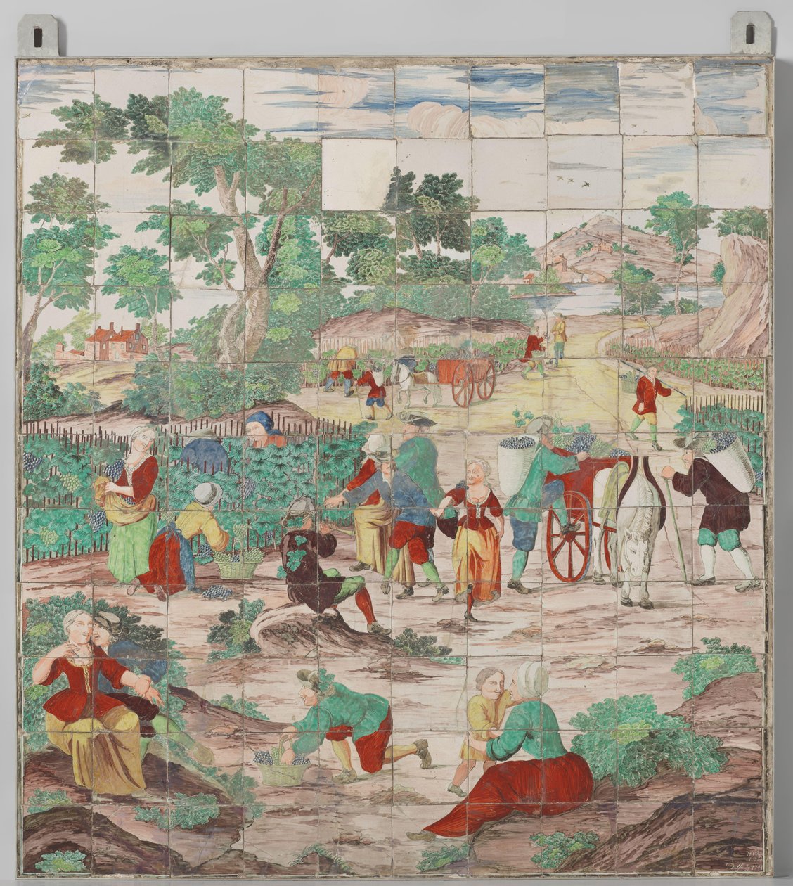 Flispanel med druehøsten av M. van Kuyk