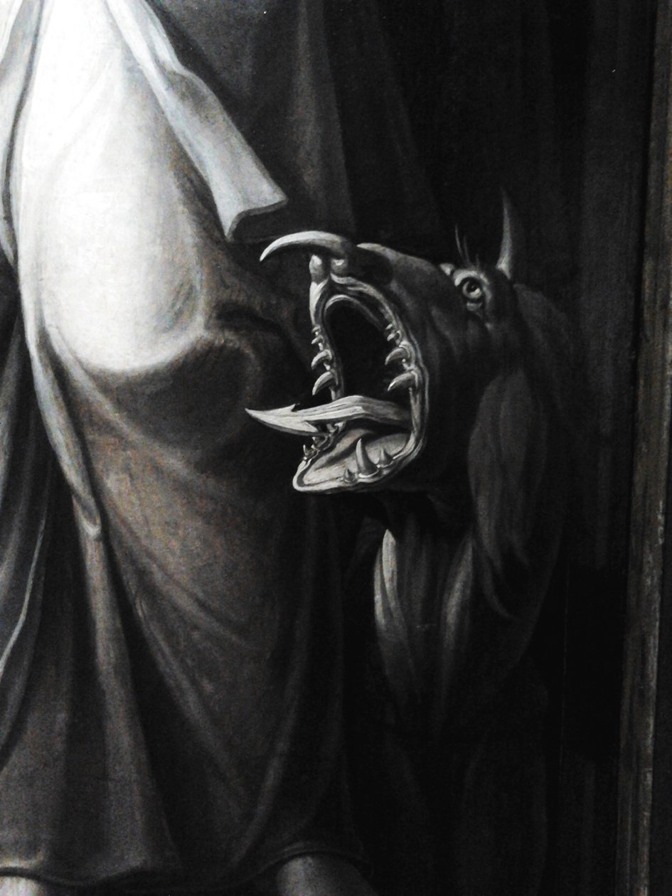 Her er en mann altertavle (detalj). av Maarten van Heemskerck
