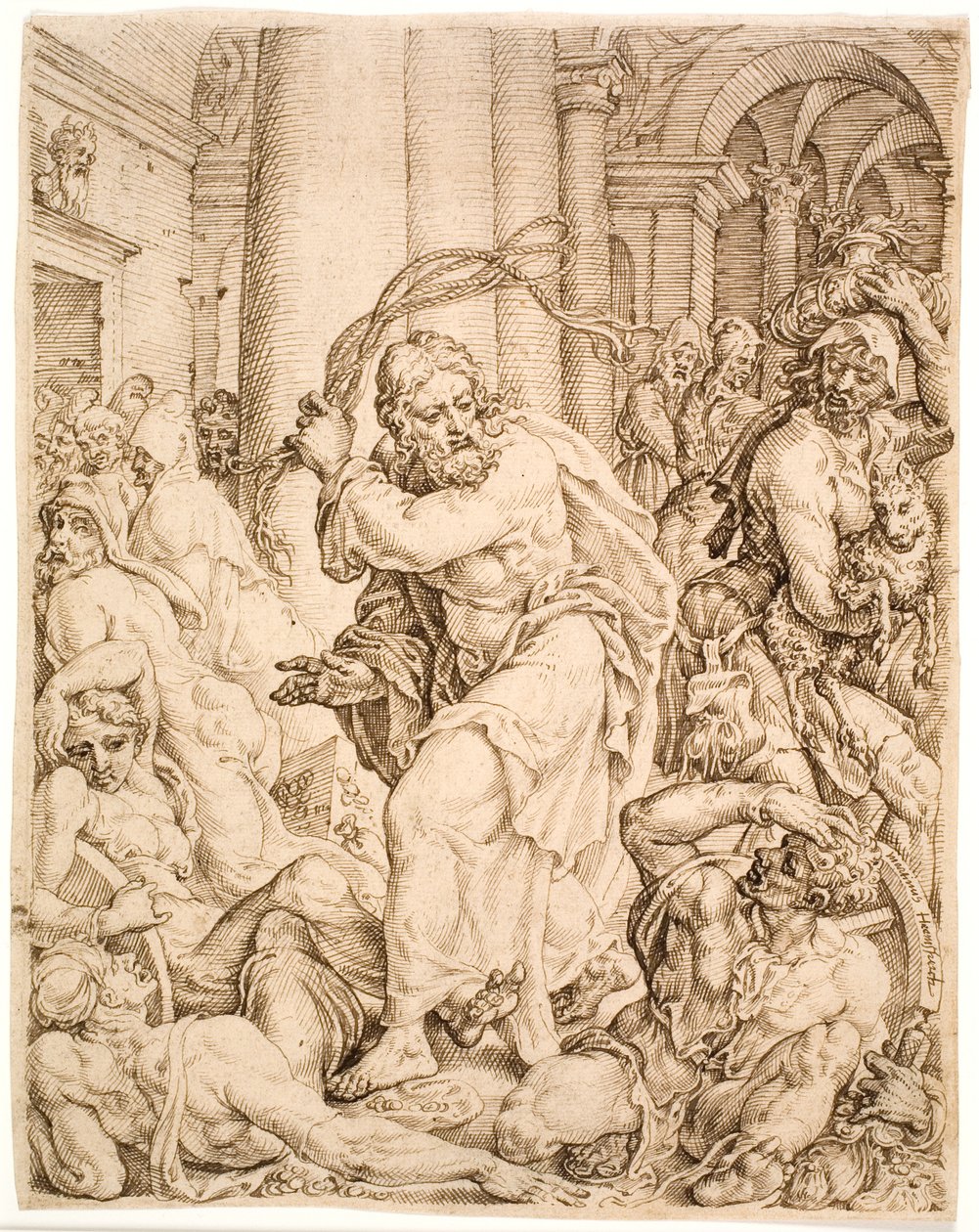 Utvisningen fra tempelet av Maarten van Heemskerck