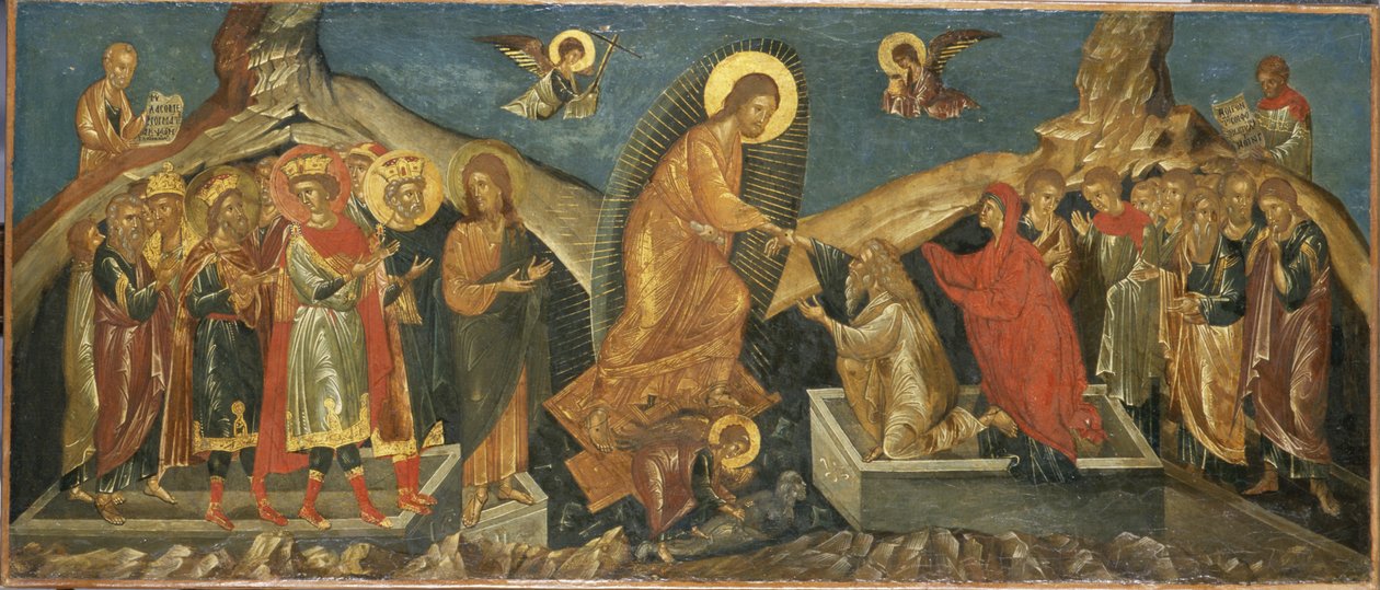 The Descent of Christ into Hell, ca. 1600-15 (glansmaling på lerret) av Macedonian School