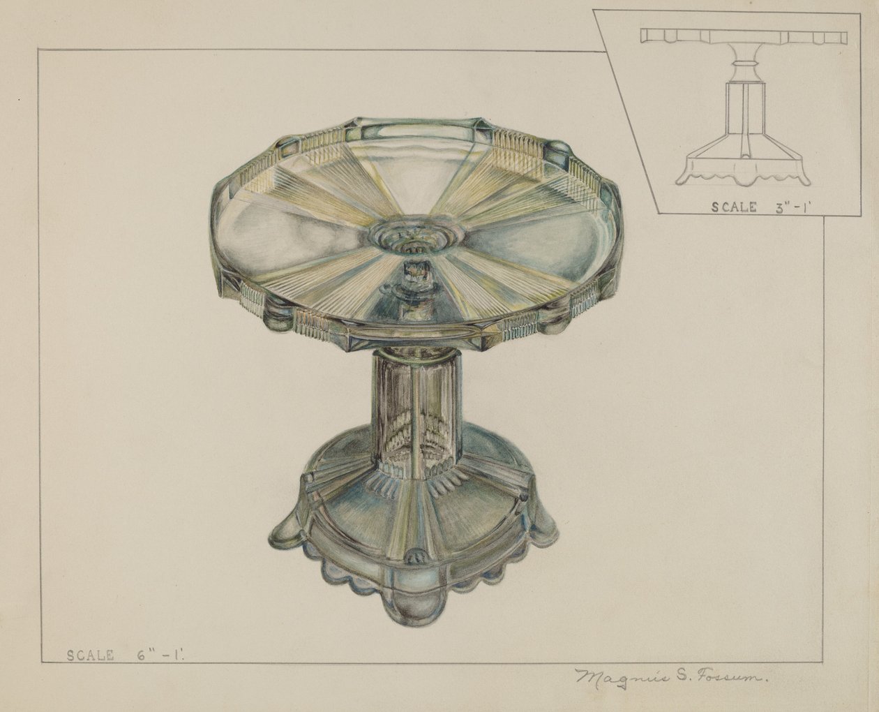 Kakestativ i glass, ca. 1936. av Magnus S. Fossum