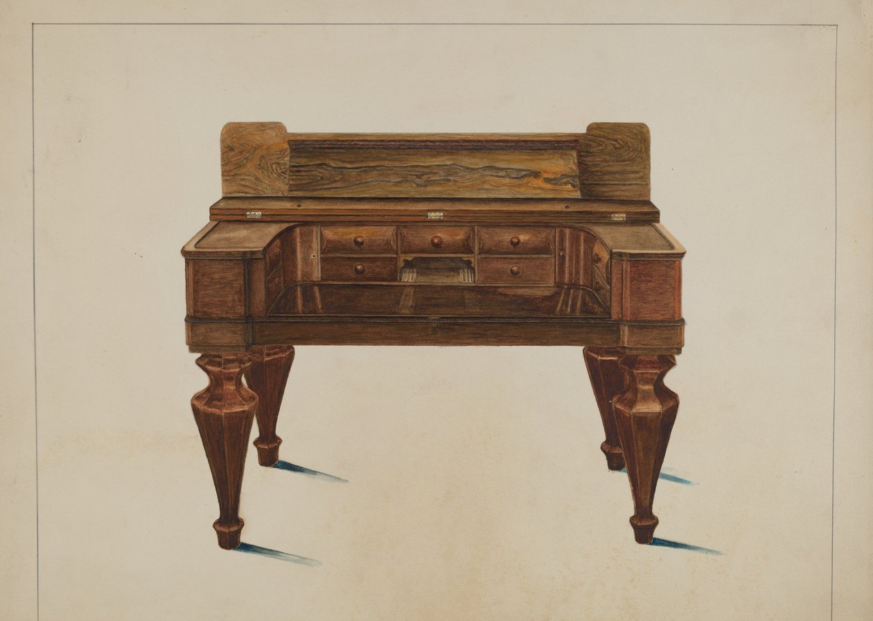 Melodeon konvertert til skrivebord, ca. 1937. av Magnus S. Fossum