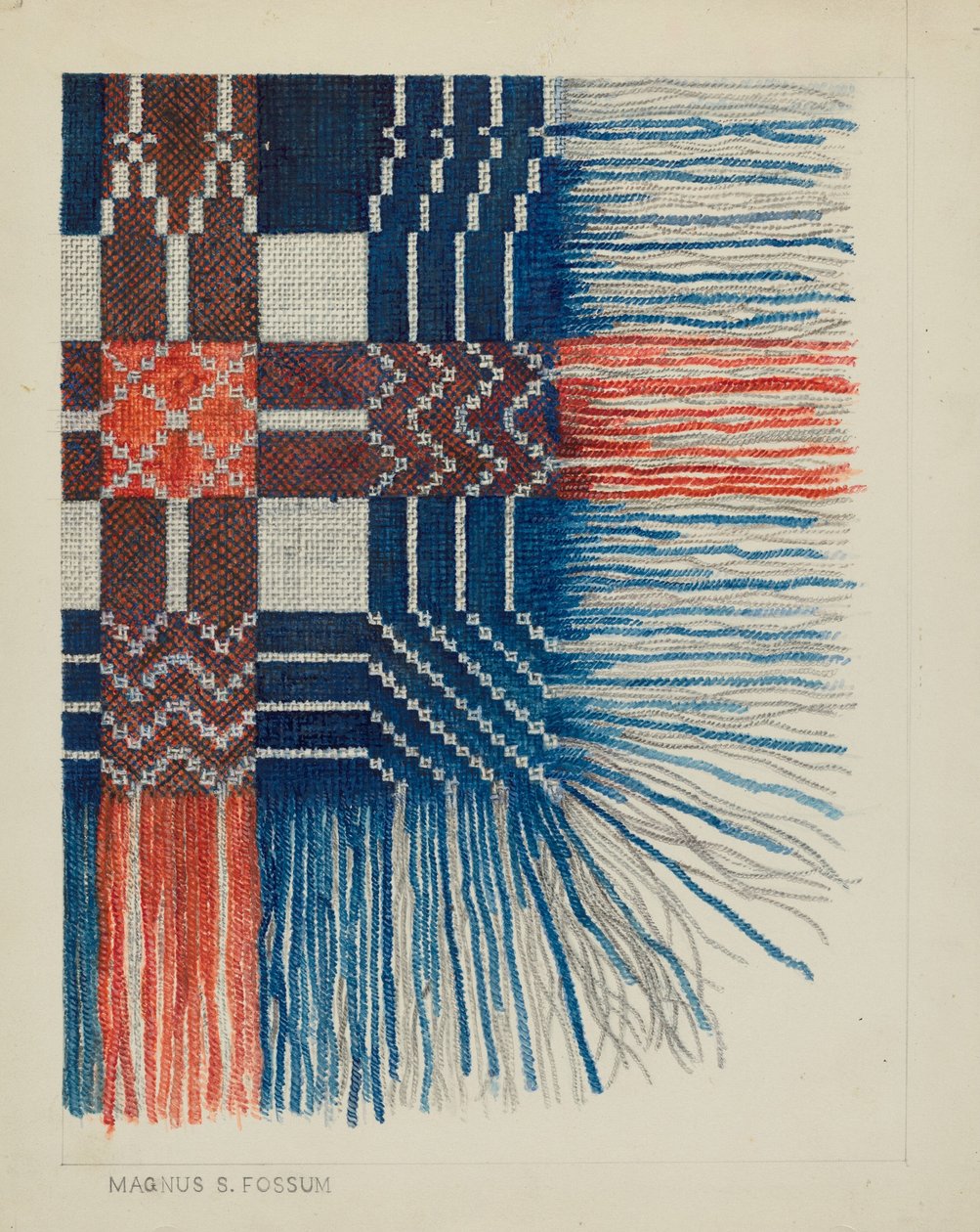 Vevd teppedetalj, ca. 1937. av Magnus S. Fossum