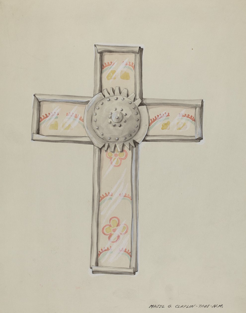 Tin & Wall Paper Cross, ca. 1937. av Majel G. Claflin