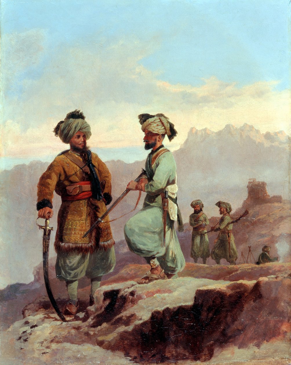 A Picket, 20. Punjab Regiment of Bengal Native Infantry, North West Frontier, ca. 1868 av Major General Walter Fane