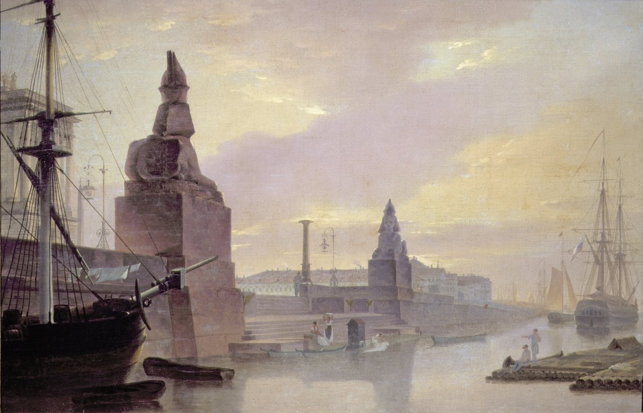 Neva Embankment av Academy of Art, 1835 av Maksim Nikiforovich Vorobiev