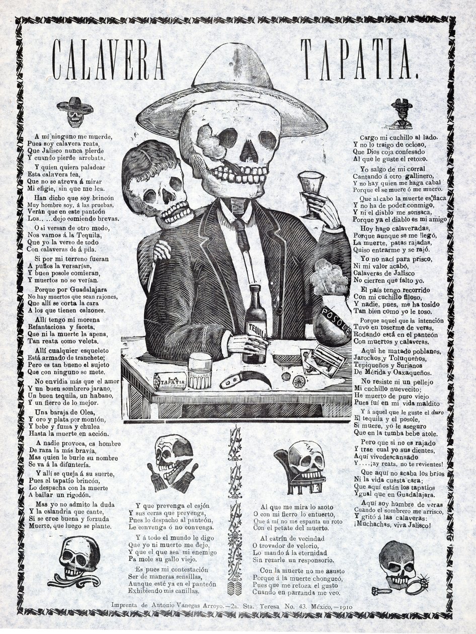 Calavera Tapatia, utgitt 1910 av Manuel Manilla