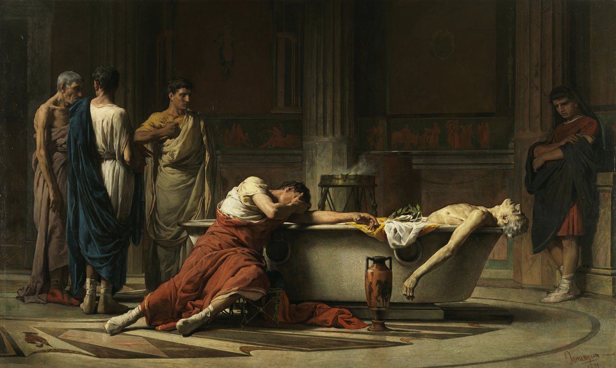 Senecas død, 1871 av Manuel Domínguez Sánchez