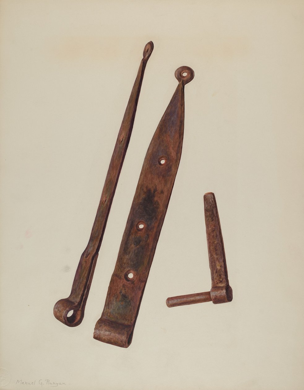 Hengsler og bolt, ca. 1939. av Manuel G. Runyan