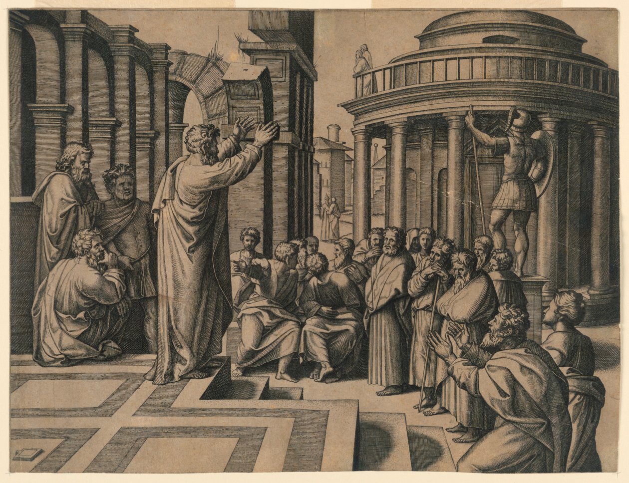 Saint Paul forkynner i Athen av Marc Antonio Raimondi