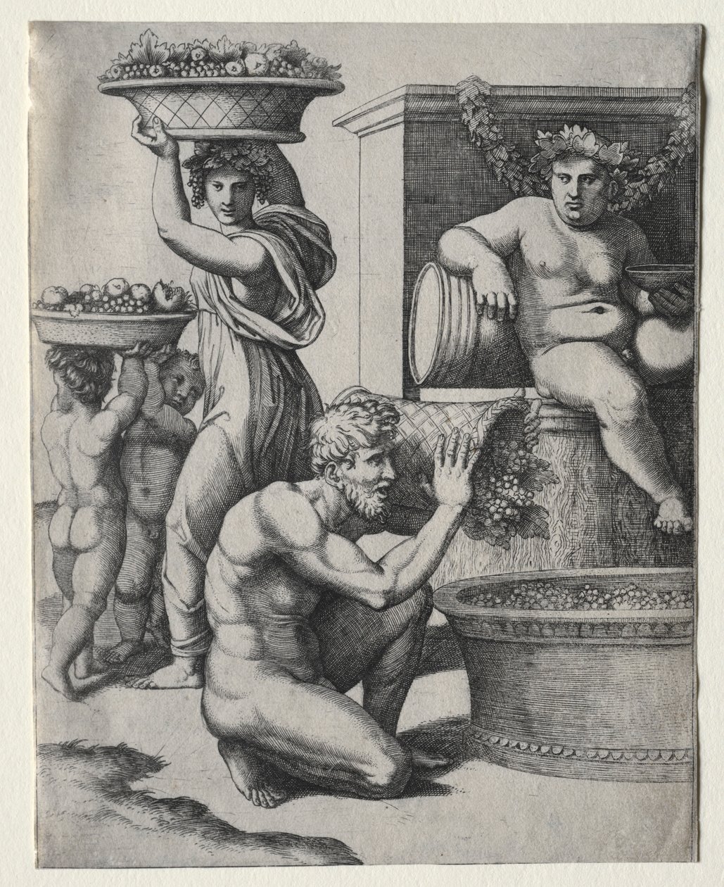 Vinpressen. av Marcantonio Raimondi