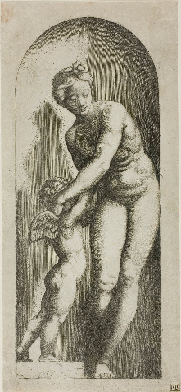 Venus og Amor av Marcantonio Raimondi