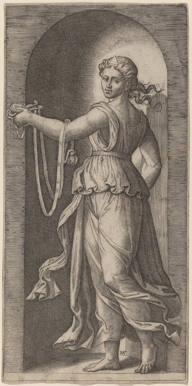 Temperanse av Marcantonio Raimondi after Raphael
