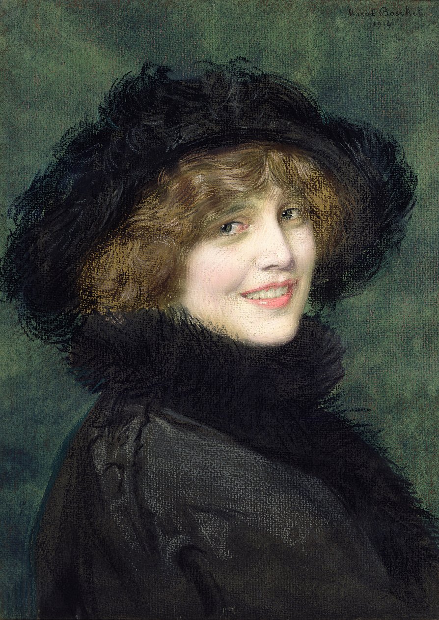 Portrett av Madame Ryan, født Arlette Warrain, 1914 (pastell på papir) av Marcel Andre Baschet