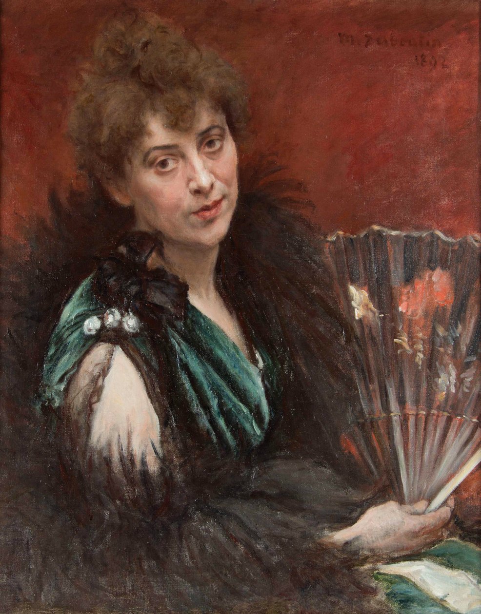 Kvinne med vifte, 1892. av Marcellin Gilbert Desboutin
