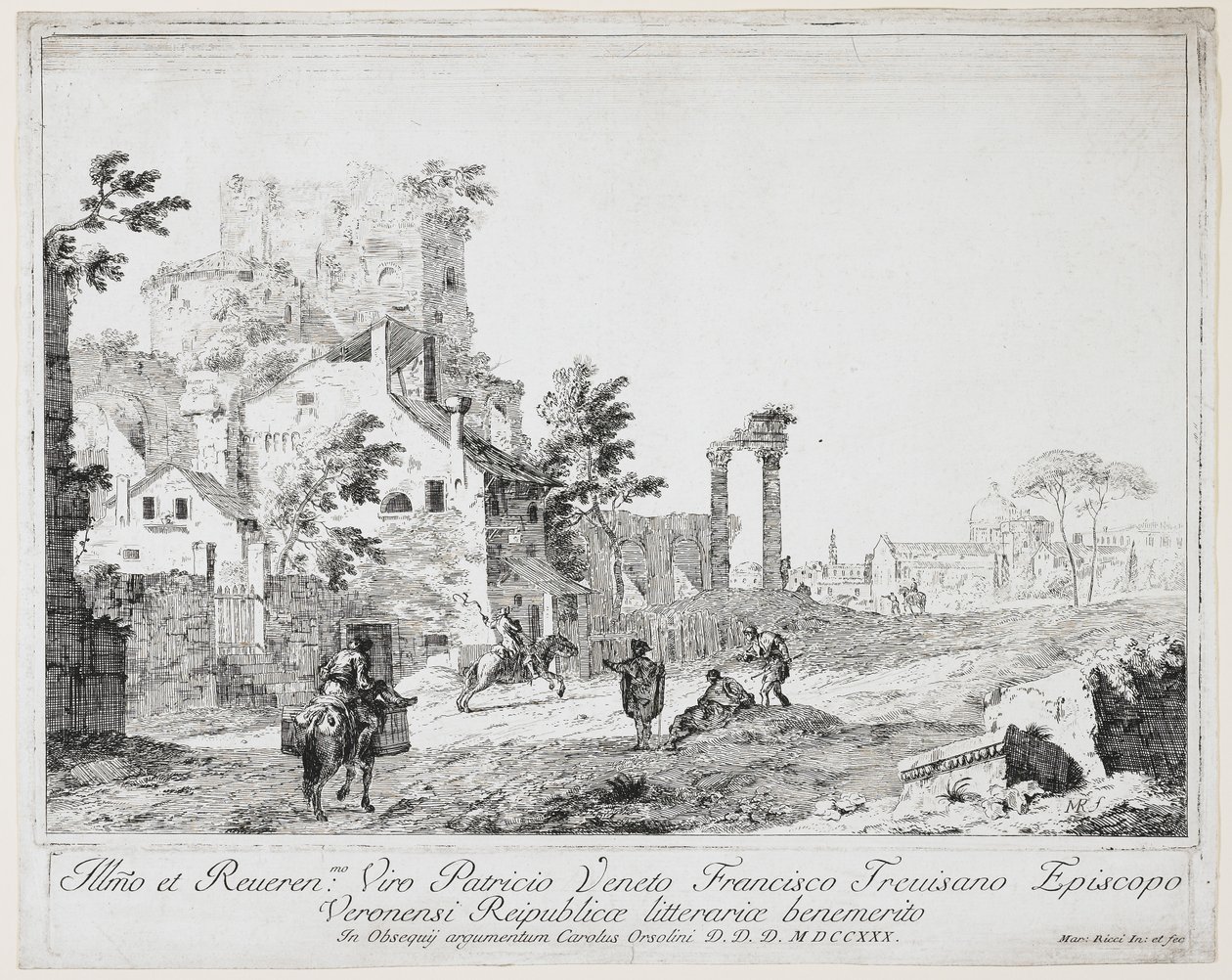 Road by a Country Village, 1730 av Marco Ricci
