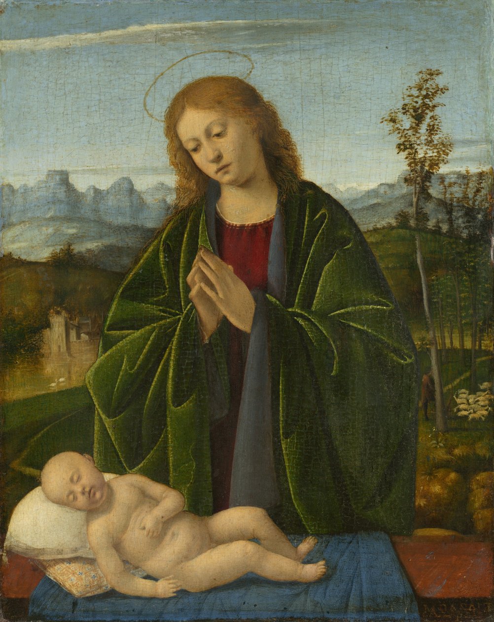 Madonna Adoring the Child, ca. 1520. av Marco Basaiti