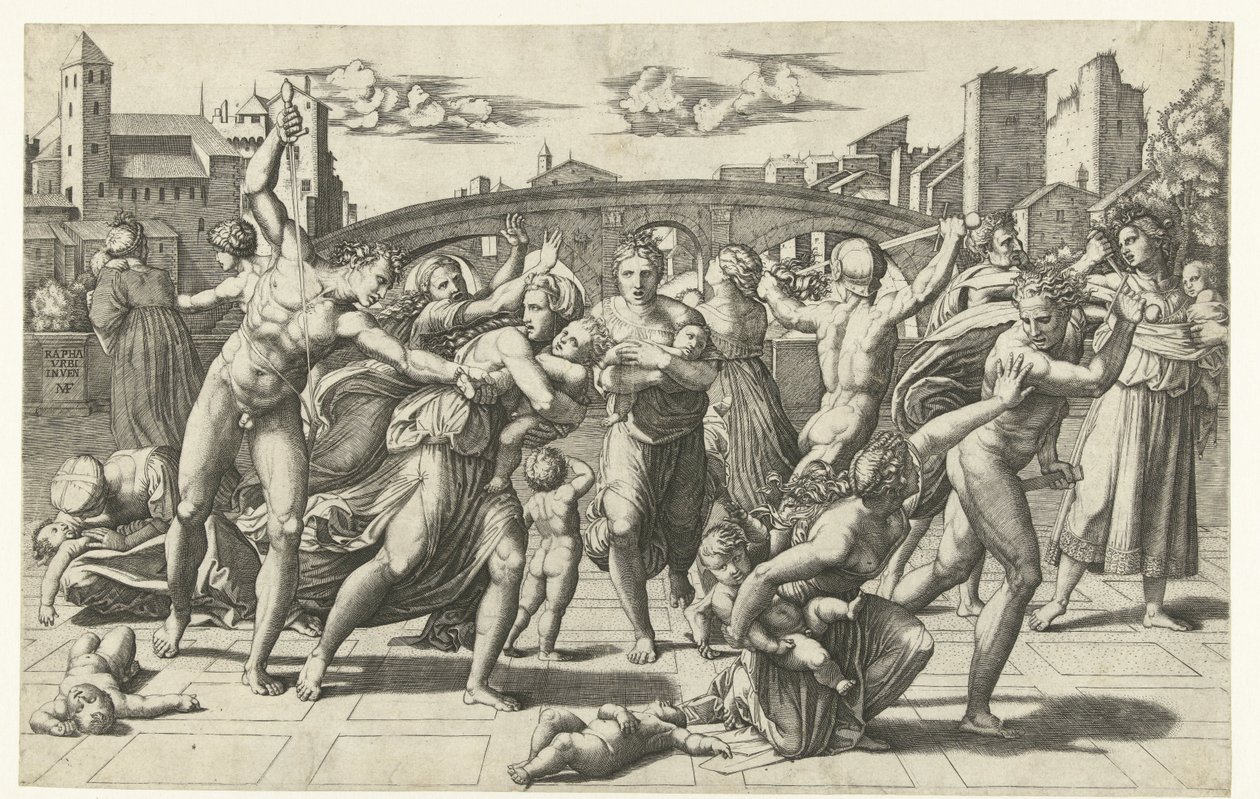 Barnedrap i Betlehem av Marco Dente (possibly)