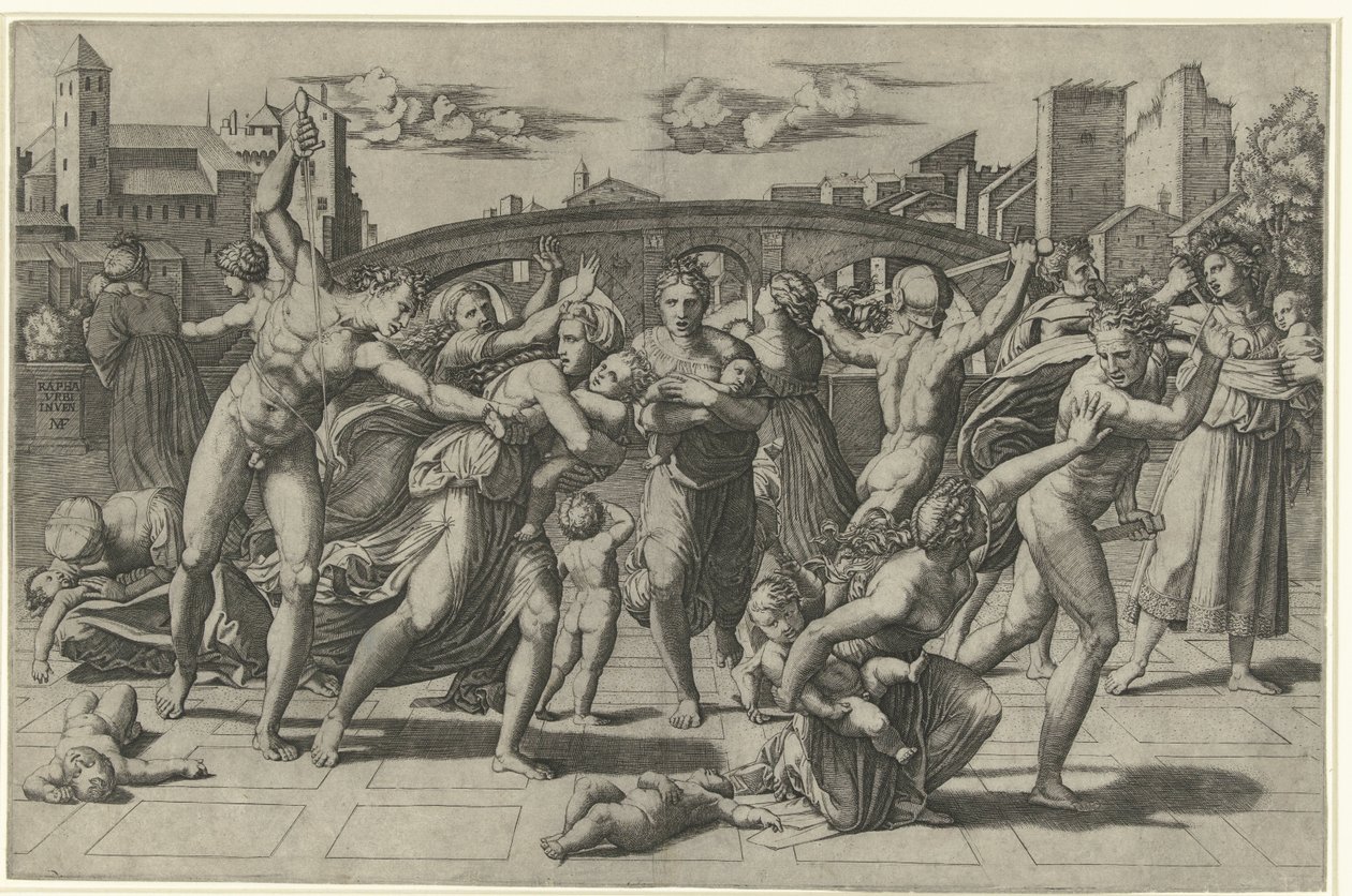 Barnedrap i Betlehem av Marco Dente (possibly)