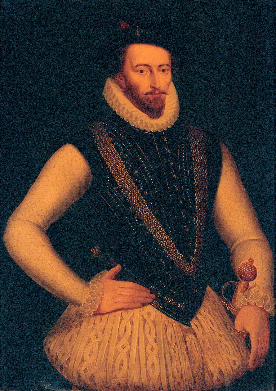 Portrett av Sir Walter Raleigh, 1595 av Marcus Gheeraerts