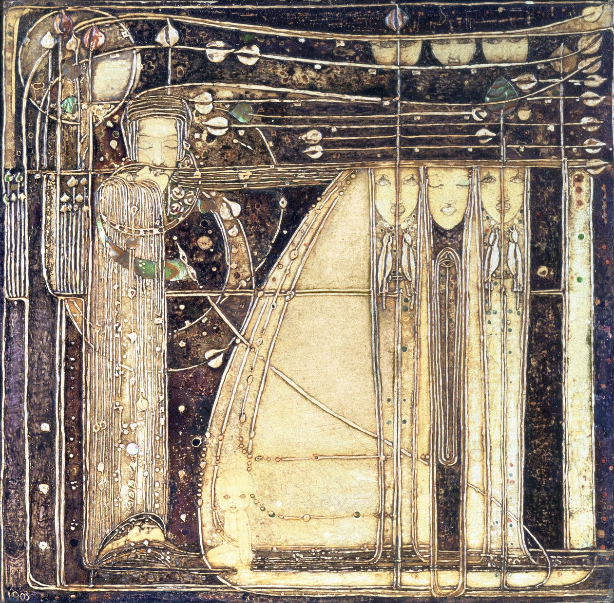 The Opera of the Wind, ca. 1902 (innlagt gesso-panel) av Margaret MacDonald Mackintosh