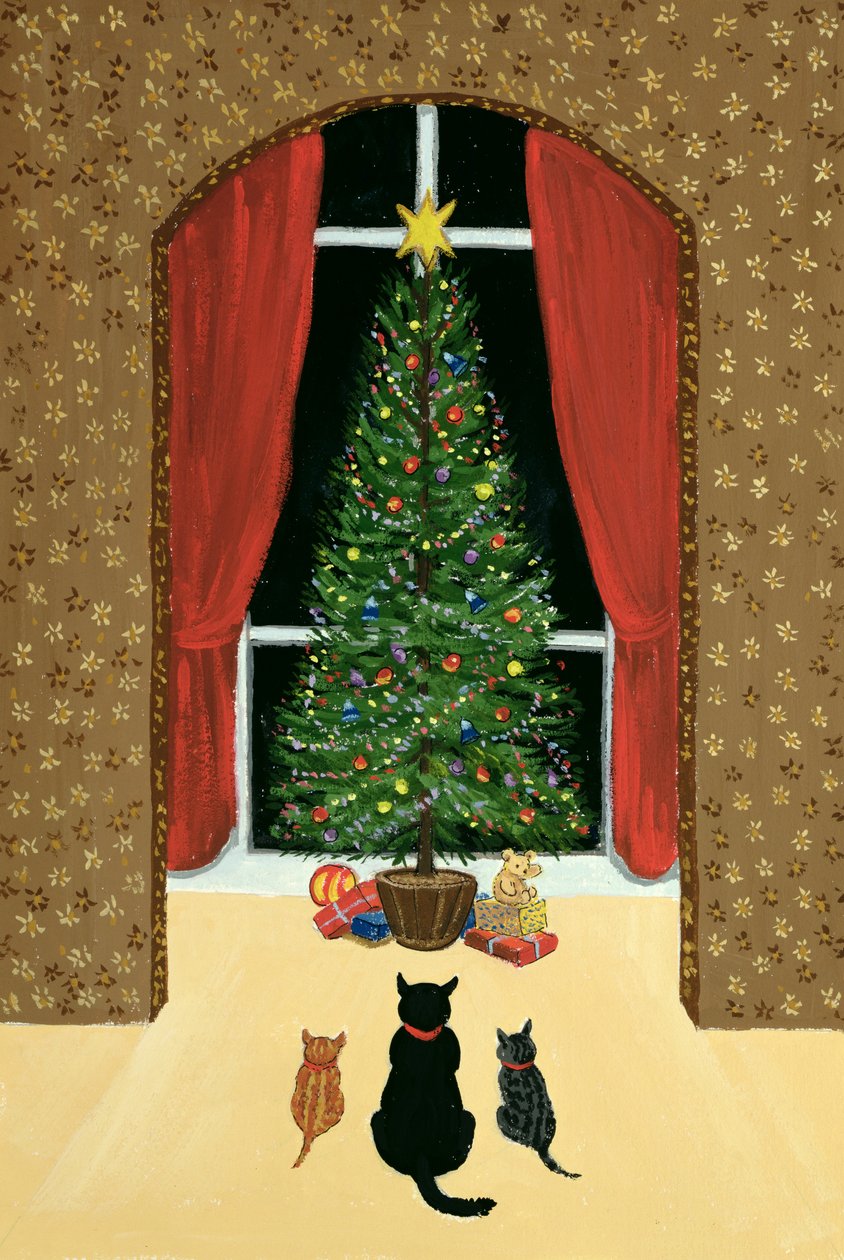 Juletreet (gouache på papir) av Margaret Loxton