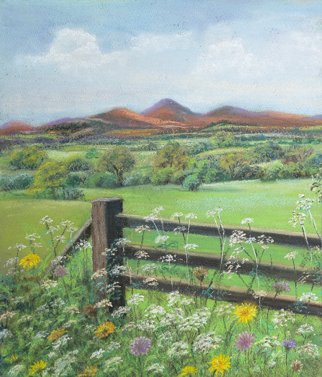 Sommertid i Cookham..Berks, 2020 (pastell) av Margo Starkey