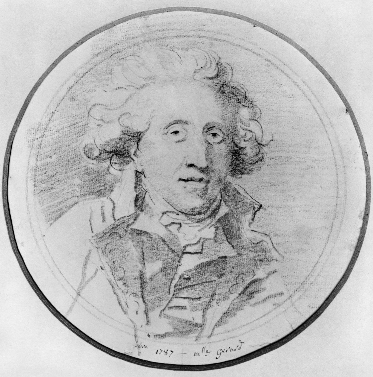 Portrett antas å være Jean-Honore Fragonard (1732-1806) 1787 (pierre noire på papir) av Marguerite Gerard