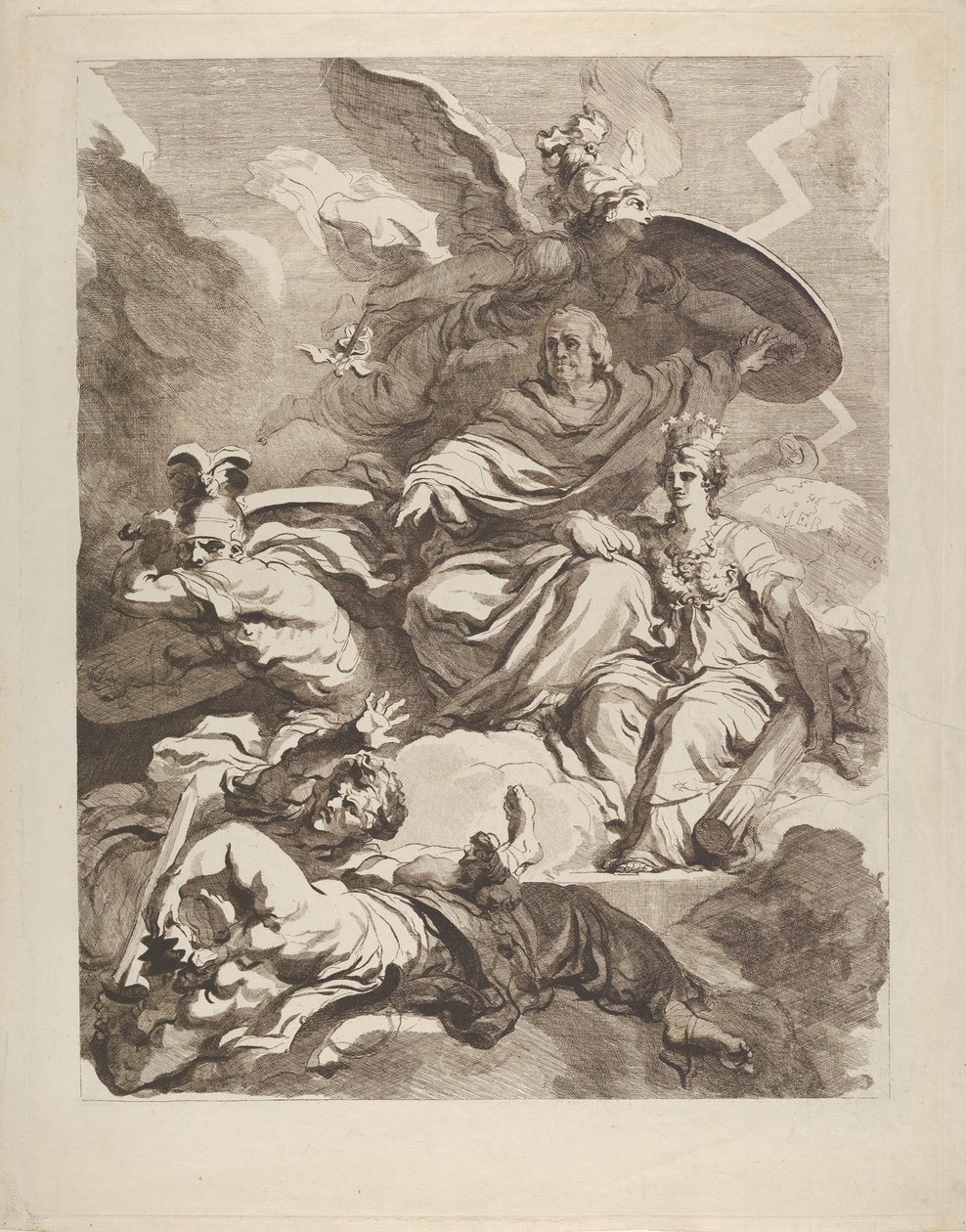The Genius of Franklin, 1778. av Marguerite Gerard