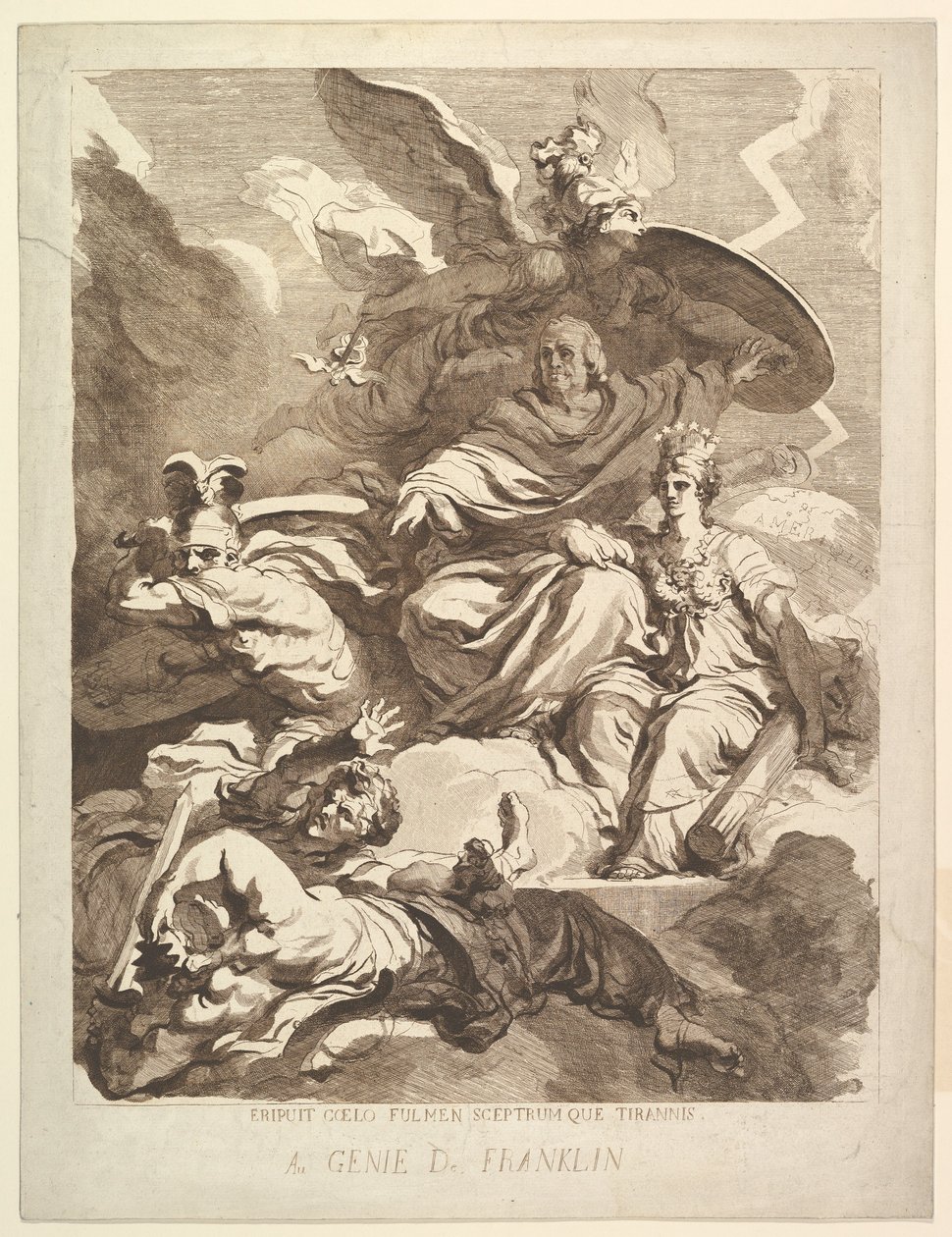 Til Genius of Franklin, 1779. av Marguerite Gerard