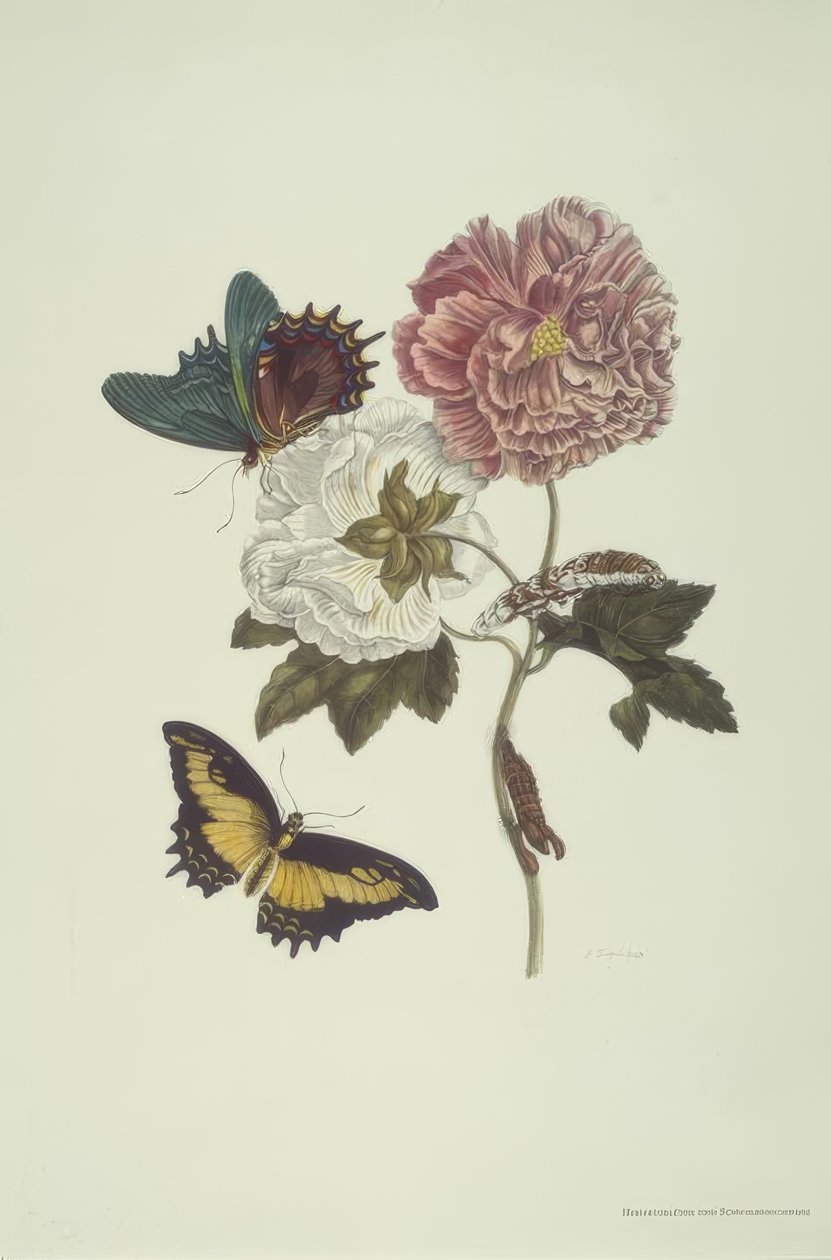 M.S. Merian, Hibiscus og Svalesvale. av Maria Sibylla Merian