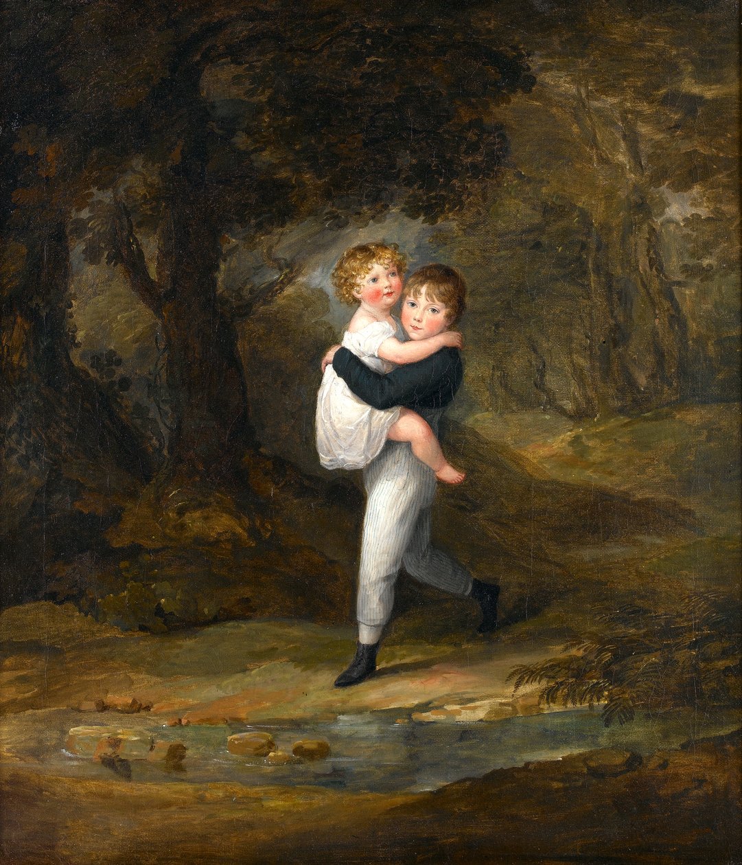 Barn i skogen som krysser strømmen, ca. 1806 av Maria Spilsbury