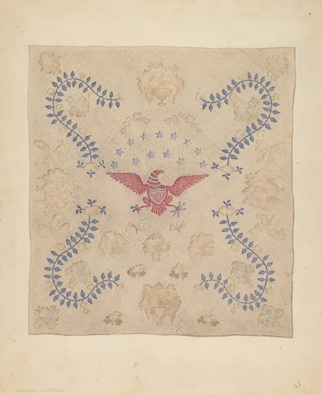 Eagle and Stars sengeteppe av Marian Curtis Foster