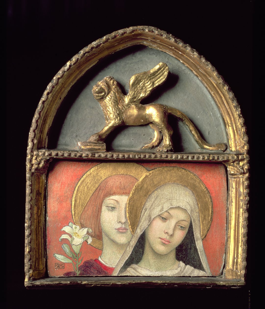Hei Maria! ca. 1891 (tempera og gull på panel) av Marianne Stokes