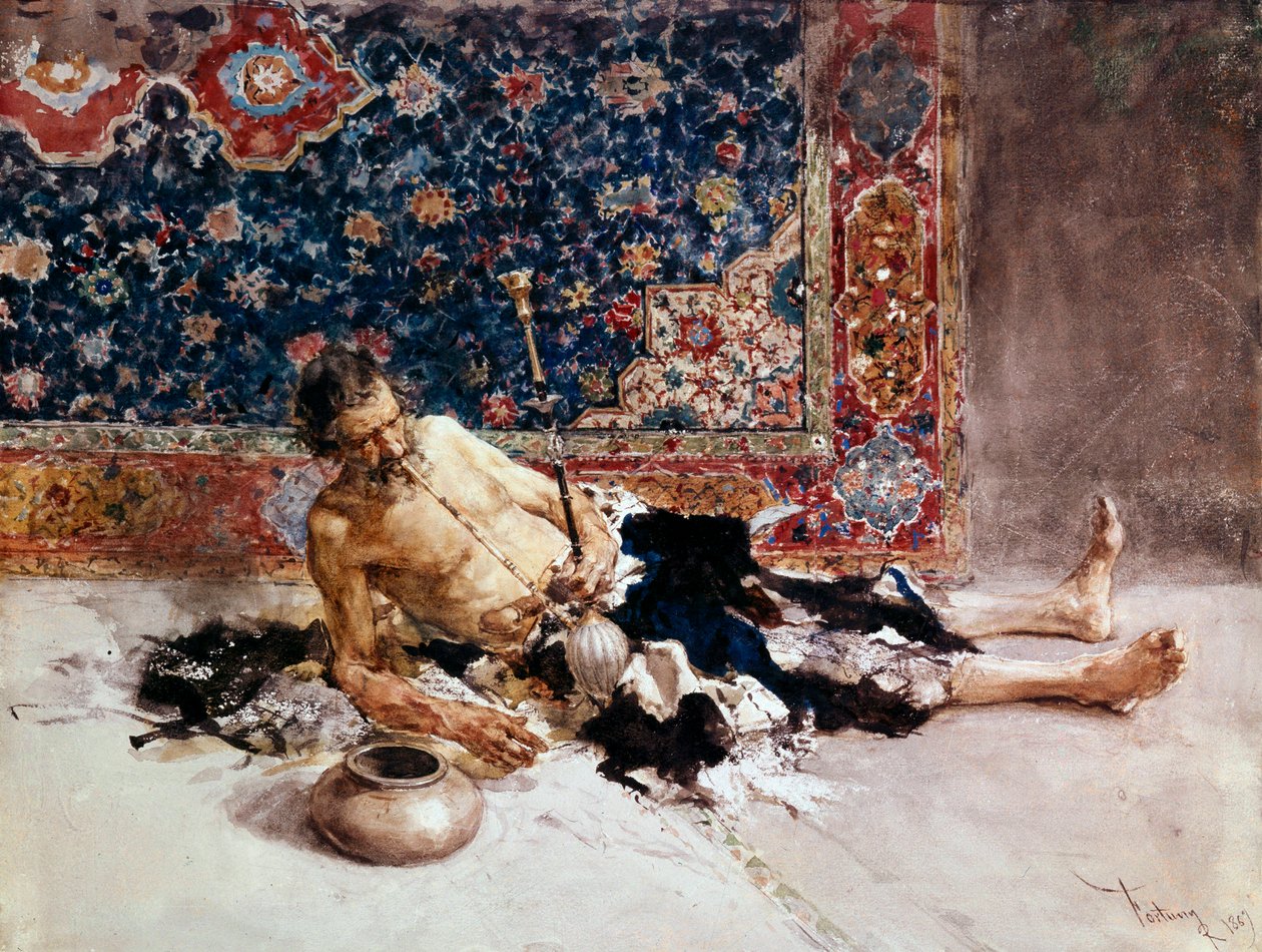 Opiumsrøyker', 1869. av Marià Fortuny