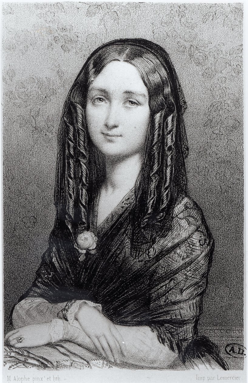 Portrett av Louise Colet (1810-76) 1844 av Marie Alexandre Alophe