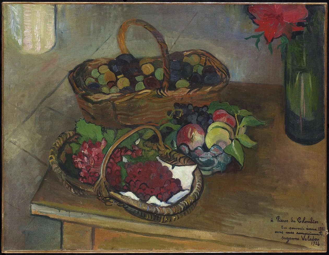 Stilleben: Frukt og blomster, 1926 av Marie Clementine (Suzanne) Valadon