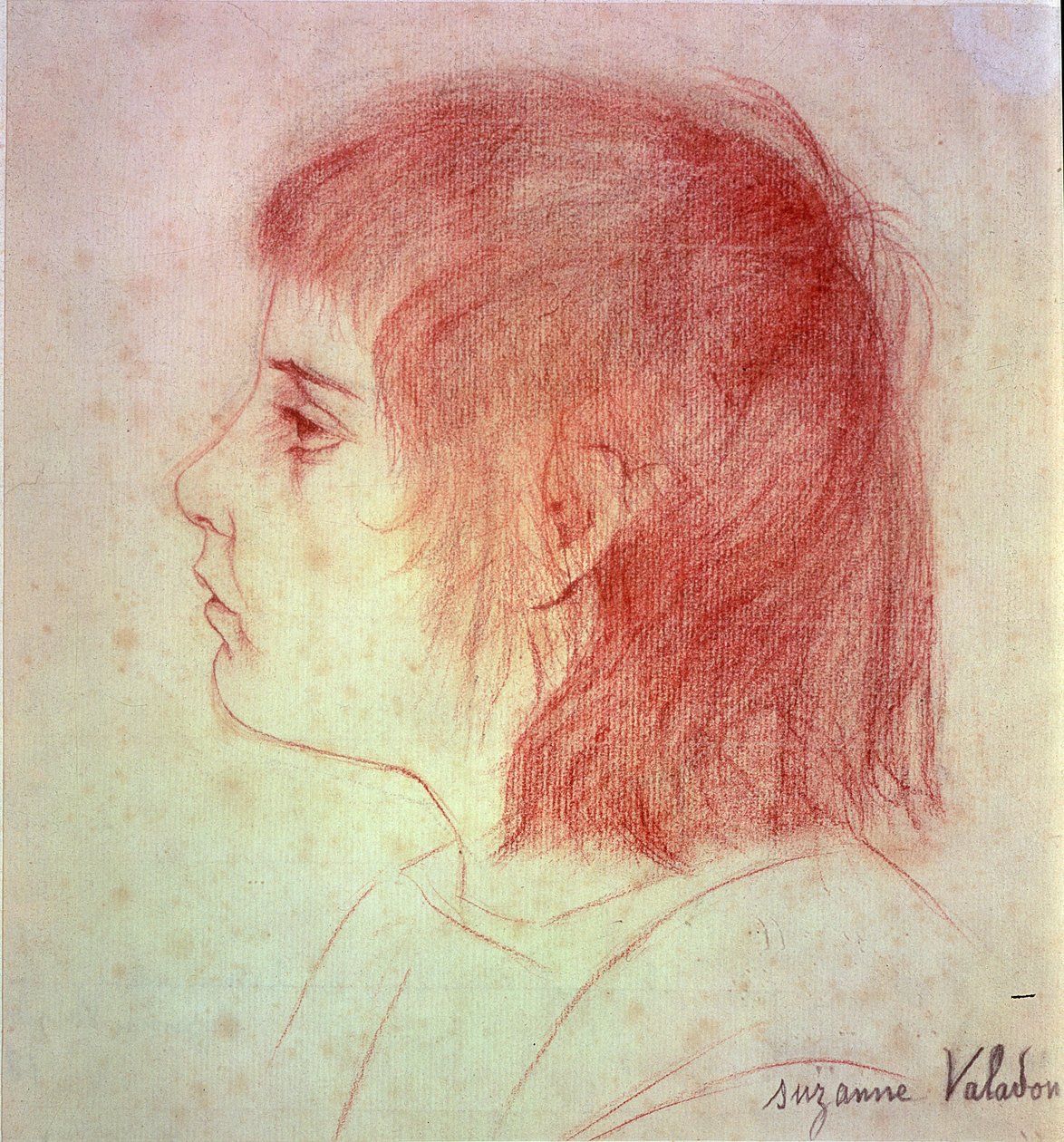Portrett av Maurice Utrillo som et barn, ca. 1888-90 (rødt kritt på papir) av Marie Clementine (Suzanne) Valadon