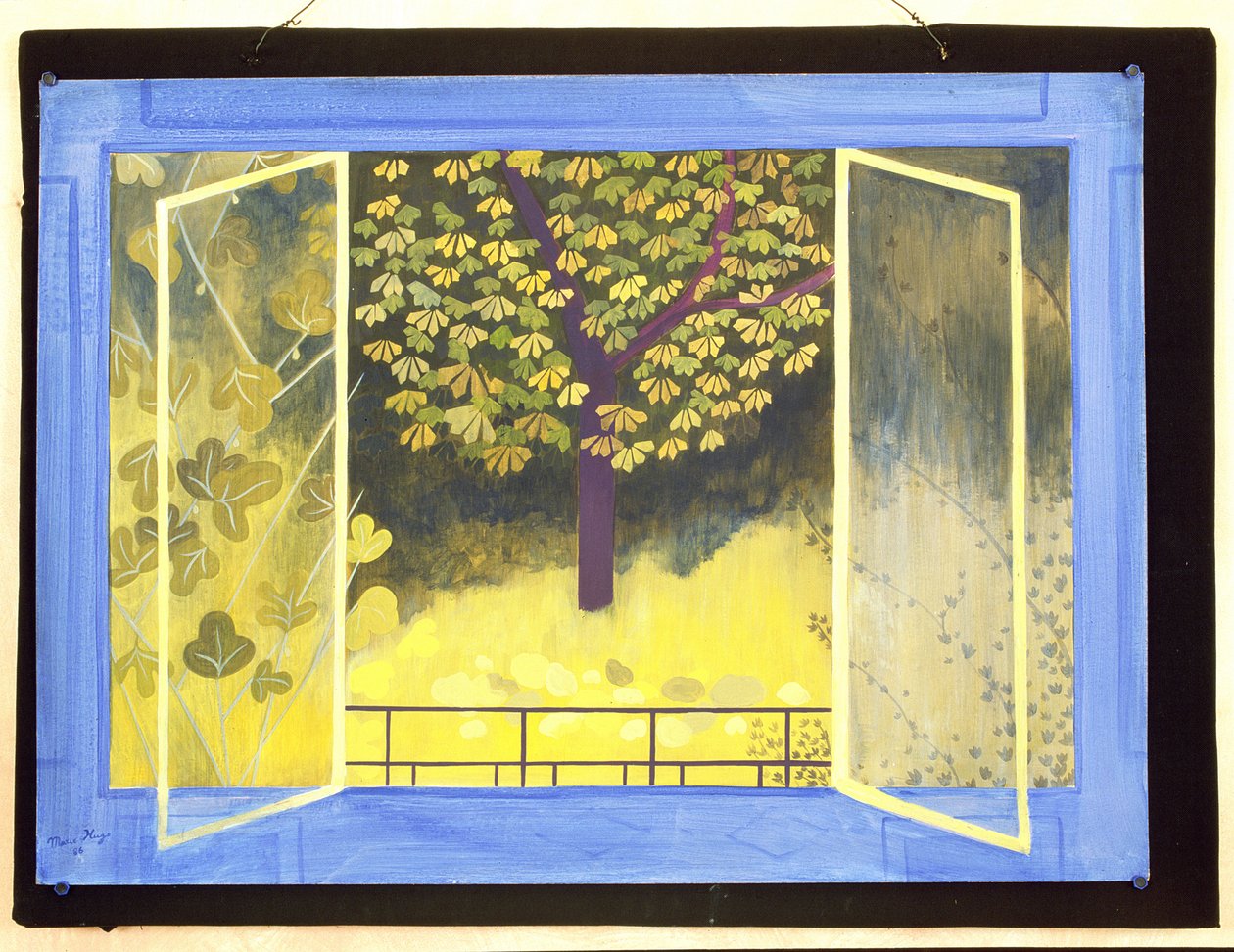 The Chestnut Tree, 1987 (akryl om bord) av Marie Hugo