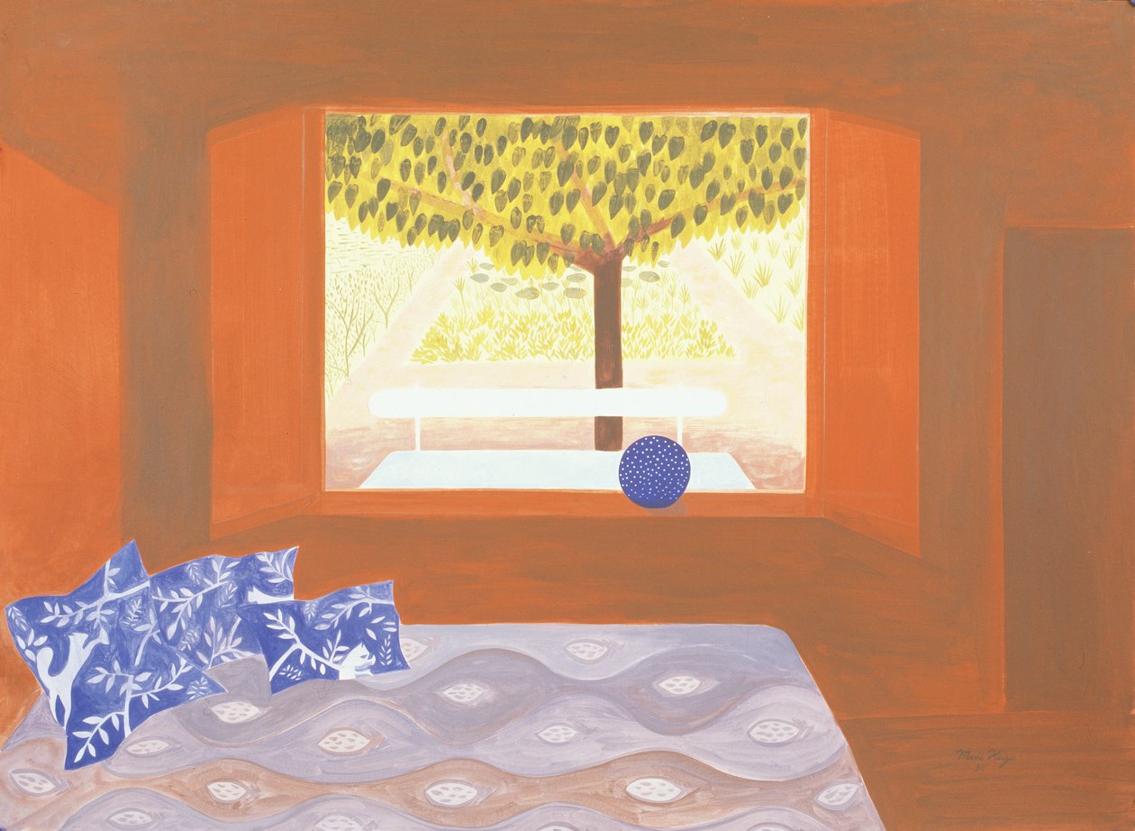 The Studio Window, 1987 (akryl om bord) av Marie Hugo