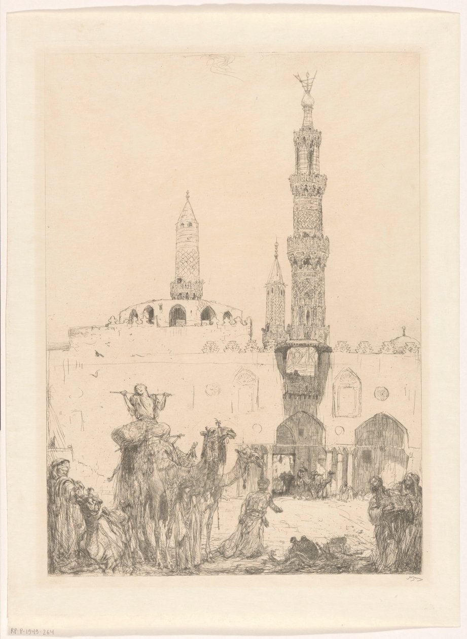 Al-Azhar-moskeen i Kairo av Marius Bauer (signed by artist)
