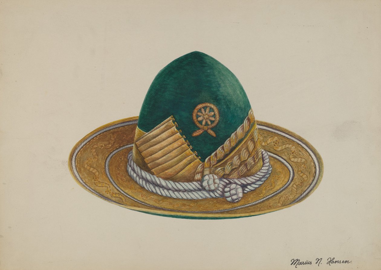 Spansk sørvest: Hatt, ca. 1937. av Marius Hansen