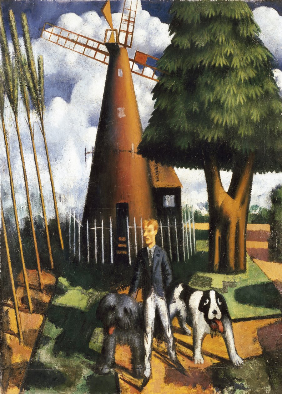 Gilbert Cannan og hans mølle, 1916 av Mark Gertler