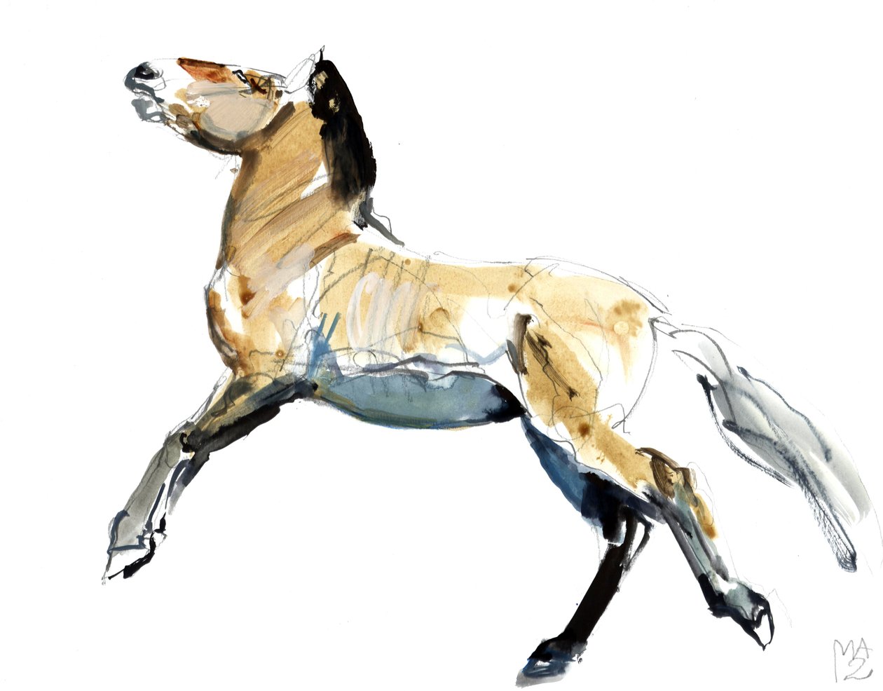 Gratis (Przewalski),2012, (blandet media på papir) av Mark Adlington