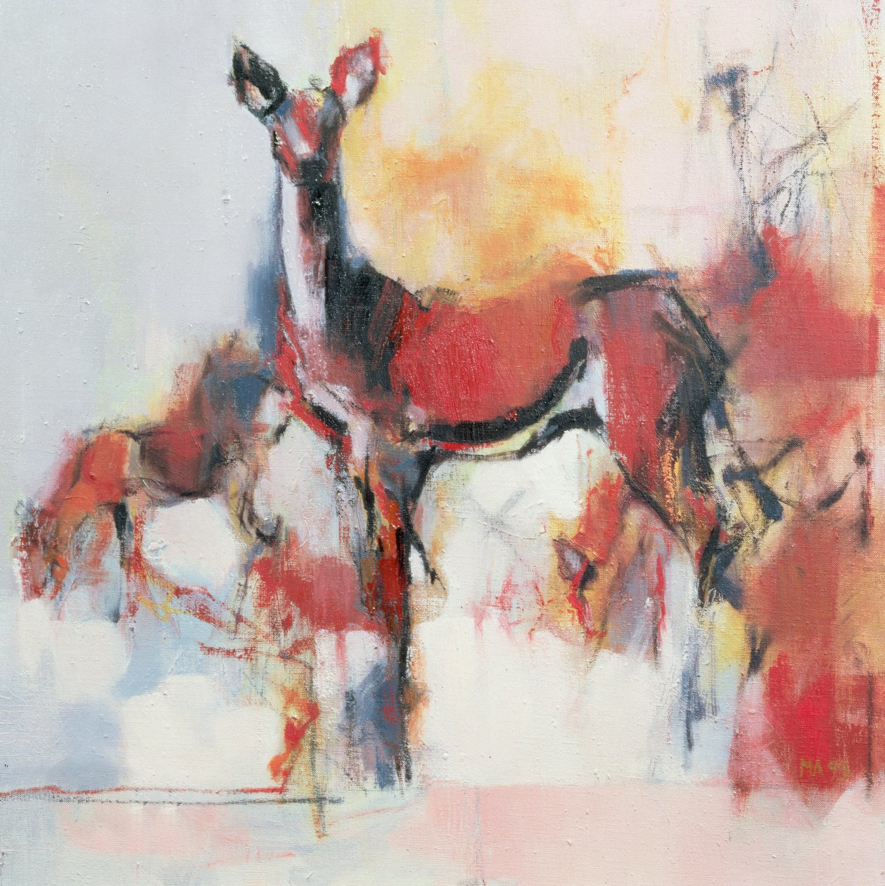 Hinds om vinteren, 1995 av Mark Adlington