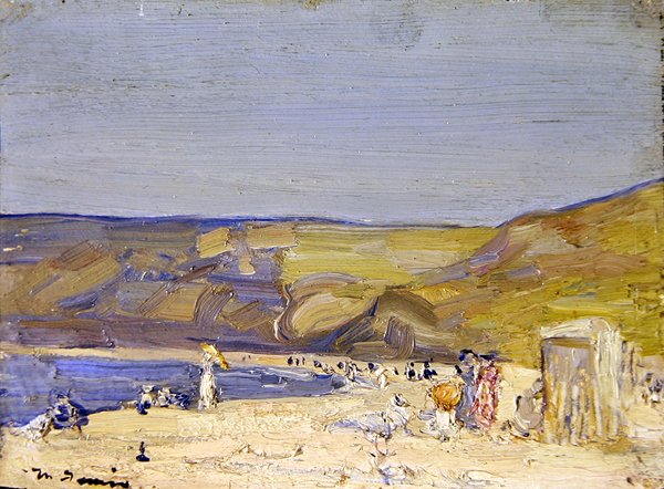 Runswick Bay (olje på panel) av Mark Senior
